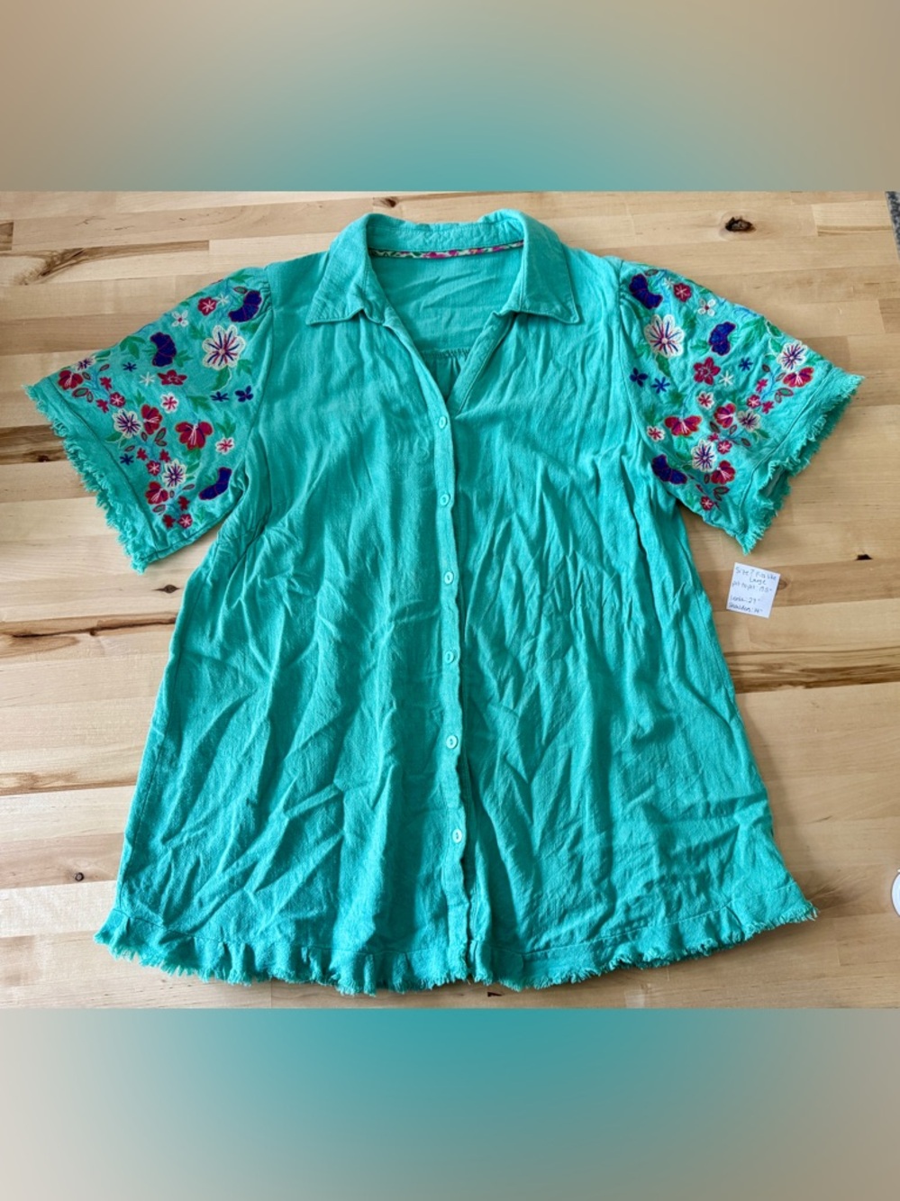 Linen Blend Embroidered Shirt